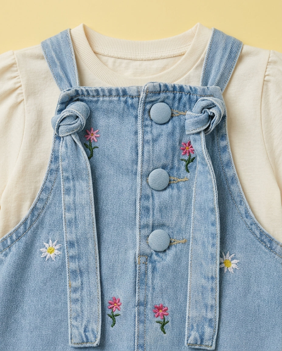 Vestido jardineira jeans - foto 2