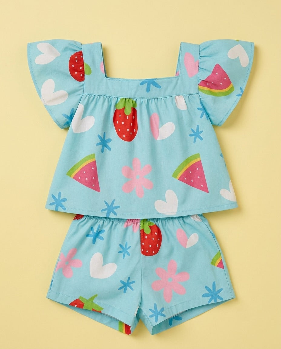 Conjunto azul frutinhas - foto 1