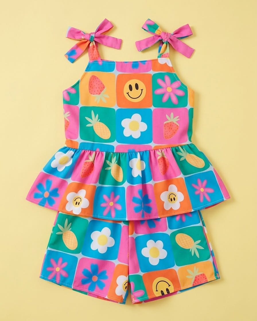 Conjunto colorido com laços - foto 1