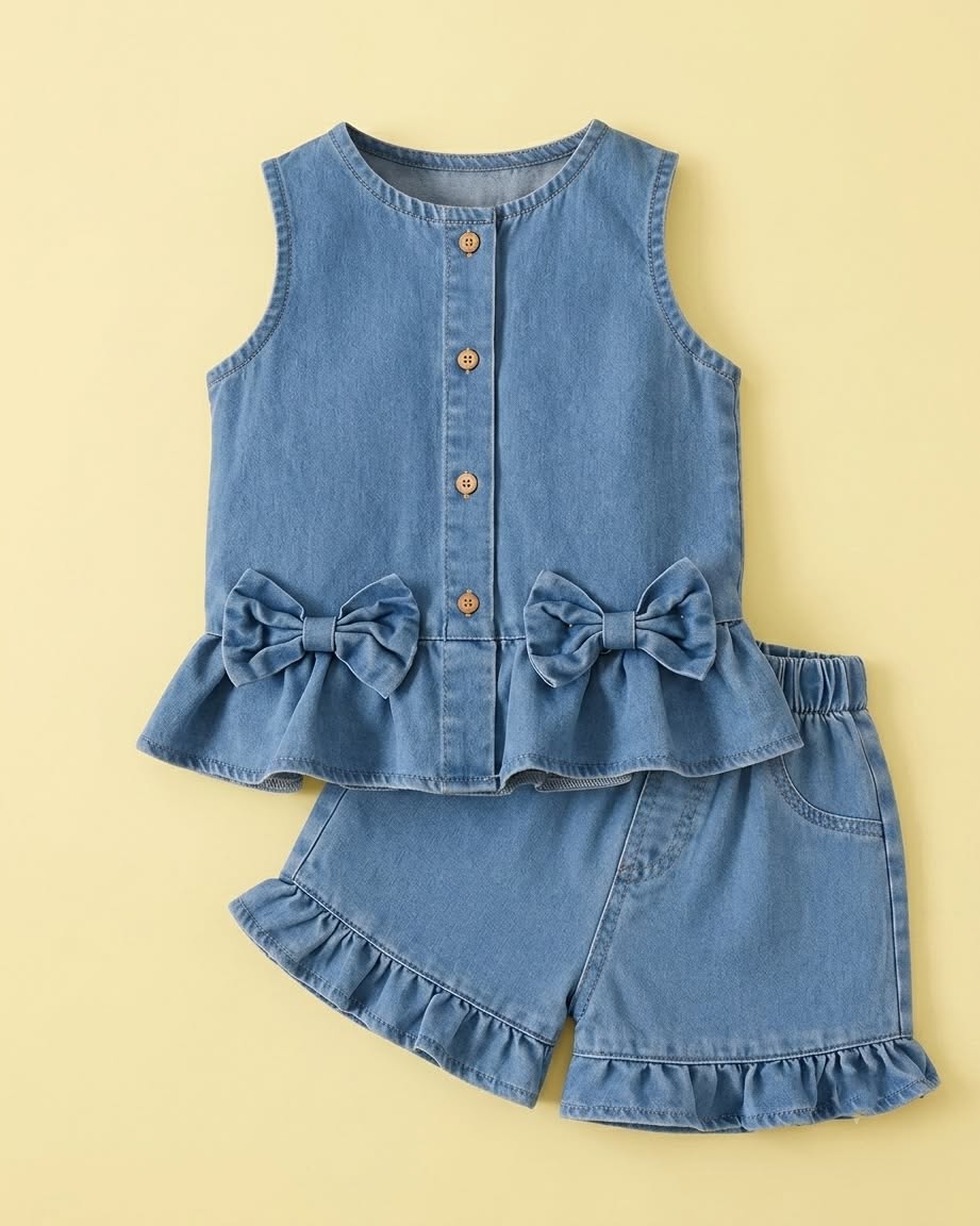 Conjunto jeans com laços - foto 1