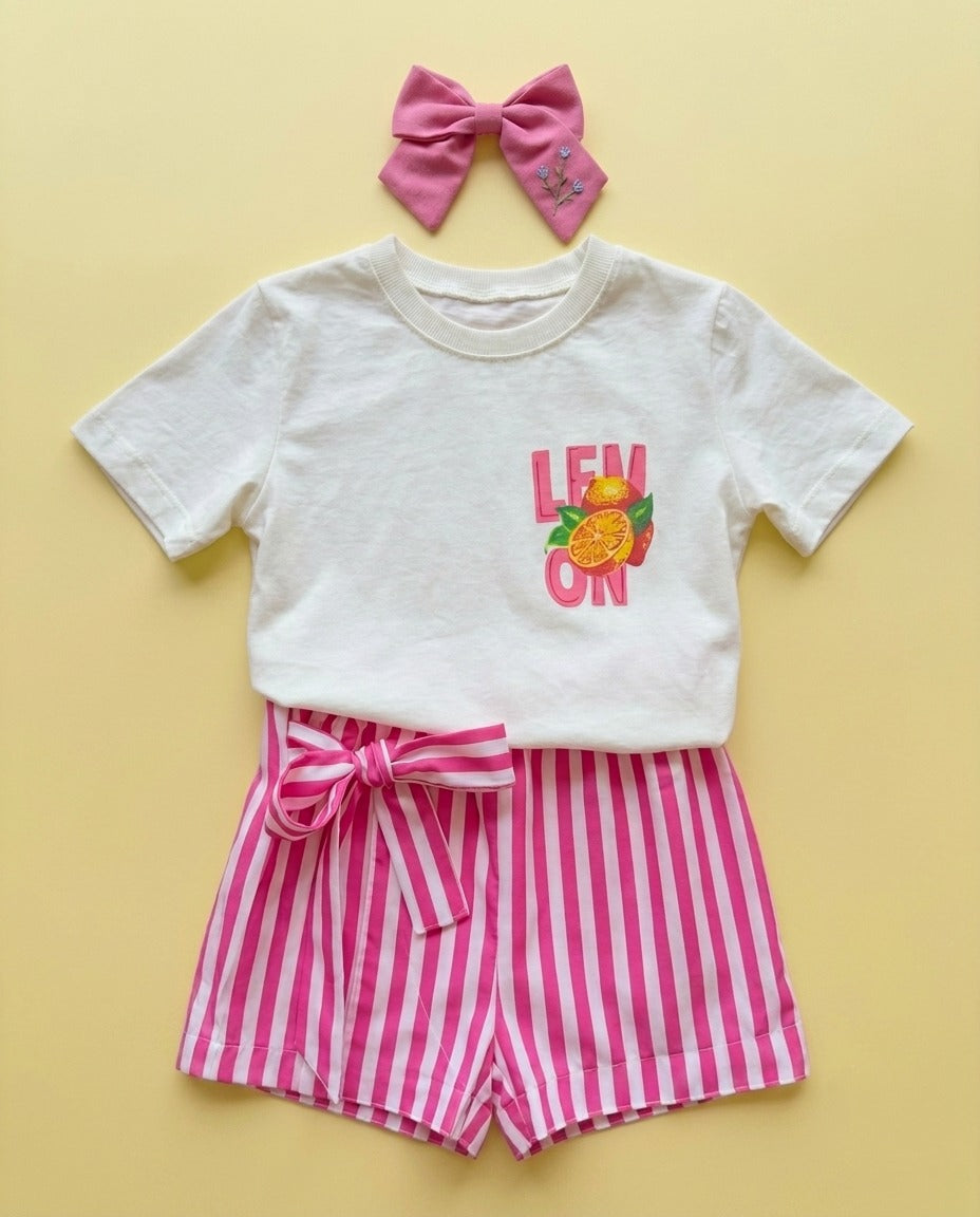 Look com short listrado rosa - foto 1